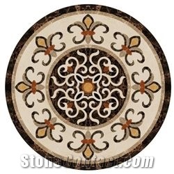Marble Waterjet Floor Medallions with Rosettes