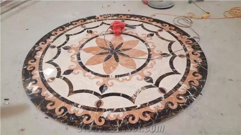 New Square Waterjet Cut Marble Carpet Medallion