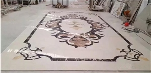 New Square Waterjet Cut Marble Carpet Medallion