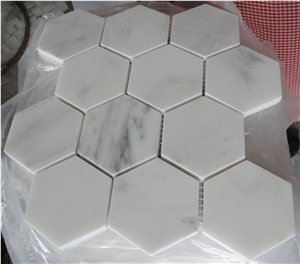 Oriental White Hexagon Marble Mosaic