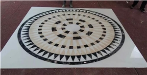 Round Medallions Arabesque Floor Waterjet Rosettes