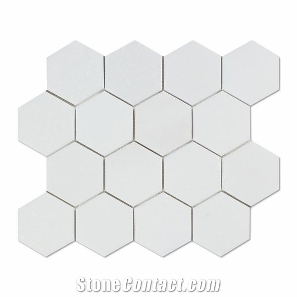 Thassos Hexagon Marble Kitchen Backsplash Mosaic