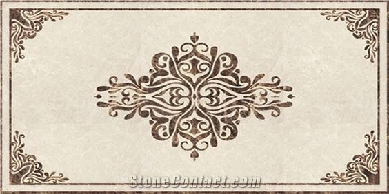 Waterjet Cut Rosettes Square Floor Medallions