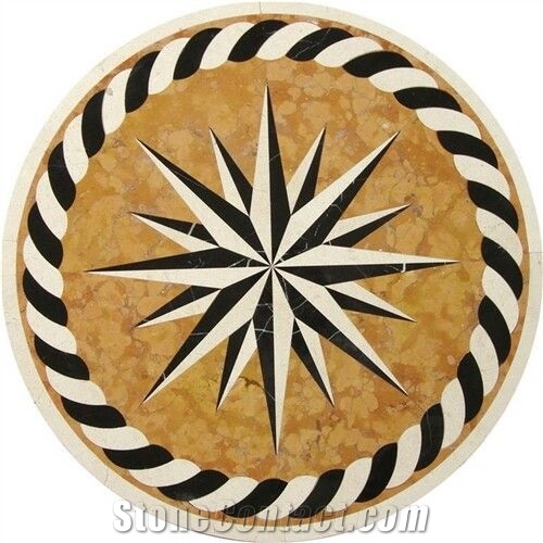 Waterjet Cut Round Medallion Marble Floor