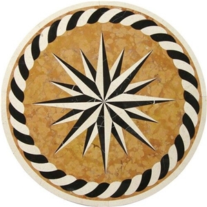 Waterjet Cut Round Medallion Marble Floor