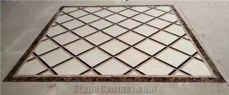 Waterjet Rosettes Round Floor Marble Medallions