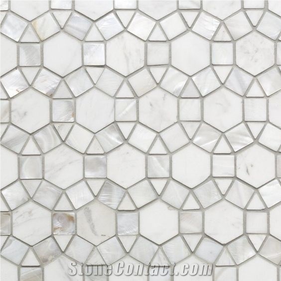 White & Grey Marble Mosaic Kitchen Pattern Mosaic