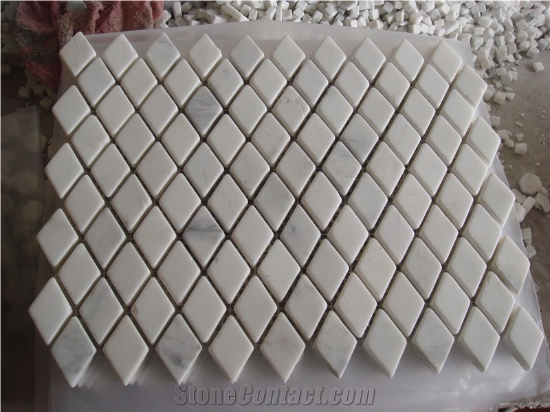 White Marble Wall Mosaic Tiles for Bathroom