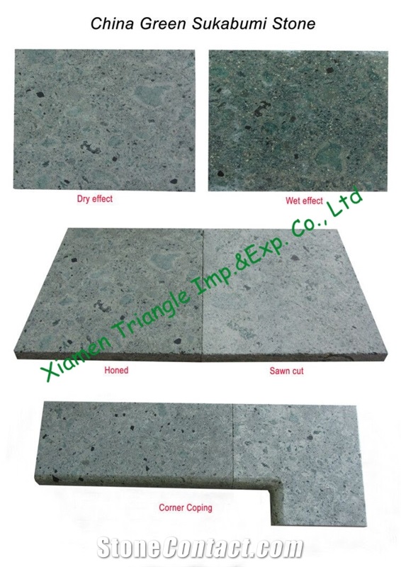 China Green Sukabumi Stone Swimming Pool Tiles