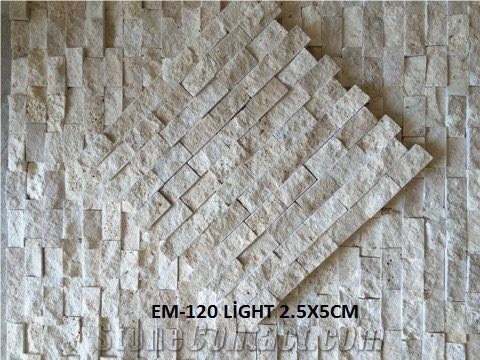 Light Travertine Split Face Mosaic Tiles