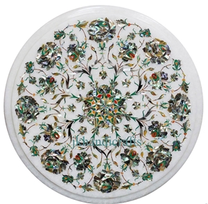 Marble Inlay Side Corner Coffee Table Tops