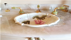 Pink Onyx Master Vanity Top