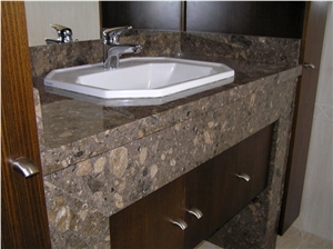 Vermion Grey Breccia Marble Bathroom Countertop