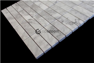 1x3 Stacked Brick Carrara White Marble Mosaic
