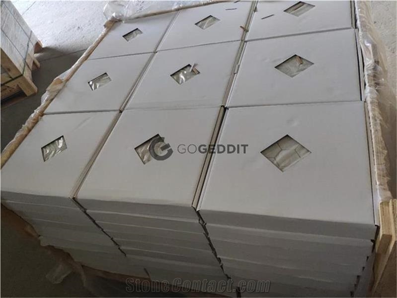 1x3 Stacked Brick Carrara White Marble Mosaic