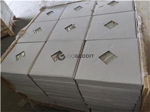 1x3 Stacked Brick Carrara White Marble Mosaic