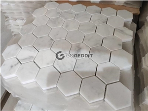 Bianco Carrara Polished 2" Hexagon Marble Mosaic