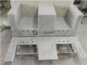 Bianco Carrara White Marble Double Sink Vanity Top