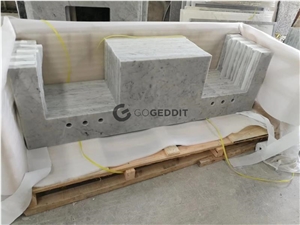 Bianco Carrara White Marble Double Sink Vanity Top