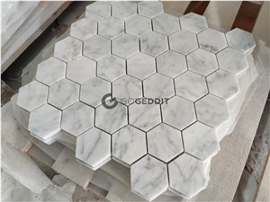 Carrara Bianco Hexagon 5" Honed Marble Mosaic Tile Carrara Bianco Hexagon 5" Honed Marble Mosaic Tile