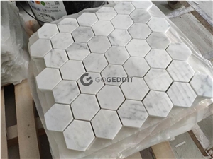 Carrara White Hexagon Marble Kitchen Mosaic Tile