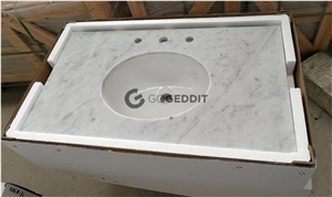 Carrara White Marble Bath Top