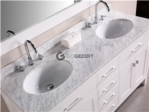 Carrara White Marble Double Sink Vanity Top