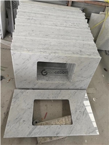 Carrara White Marble Single Sink Bath Top