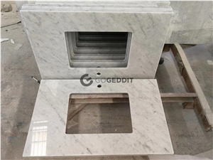 Carrara White Marble Single Sink Bath Top