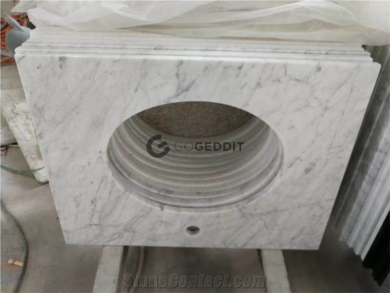 Carrara White Marble Single Sink Bath Top