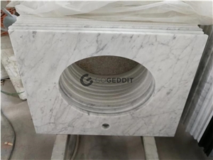 Carrara White Marble Single Sink Bath Top