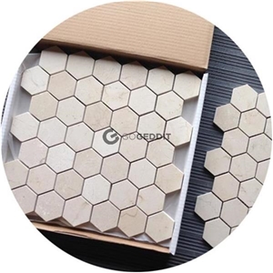 Crema Marfil 2 Hexagon Marble Mosaic Polished