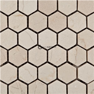 Crema Marfil 2 Hexagon Marble Mosaic Polished