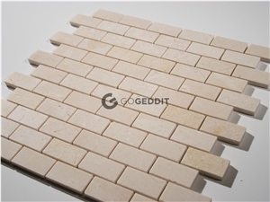 Crema Marfil Stacked Brick 1x2" Marble Mosaic Tile