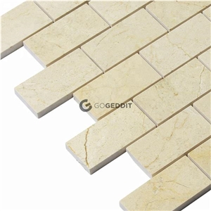 Crema Marfil Stacked Brick 1x2" Marble Mosaic Tile