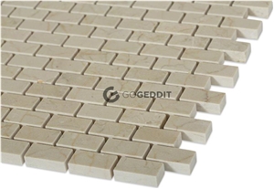 Crema Marfil Stacked Brick 1x2" Marble Mosaic Tile