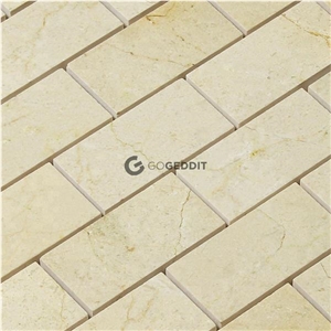 Crema Marfil Stacked Brick Wall Marble Mosaic Crema Marfil Stacked Brick Wall Marble Mosaic