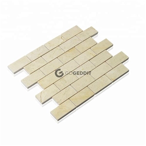 Crema Marfil Stacked Brick Wall Marble Mosaic