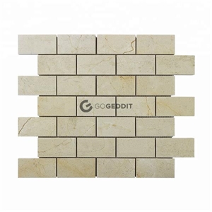Crema Marfil Stacked Brick Wall Marble Mosaic