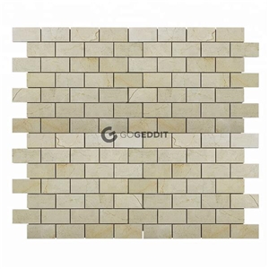 Crema Marfil Stacked Brick Wall Marble Mosaic