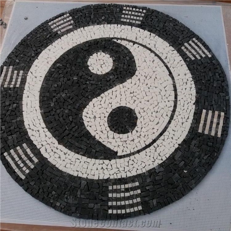 Artistic Mosaic Portrait Medallions, Flooring Rosettes