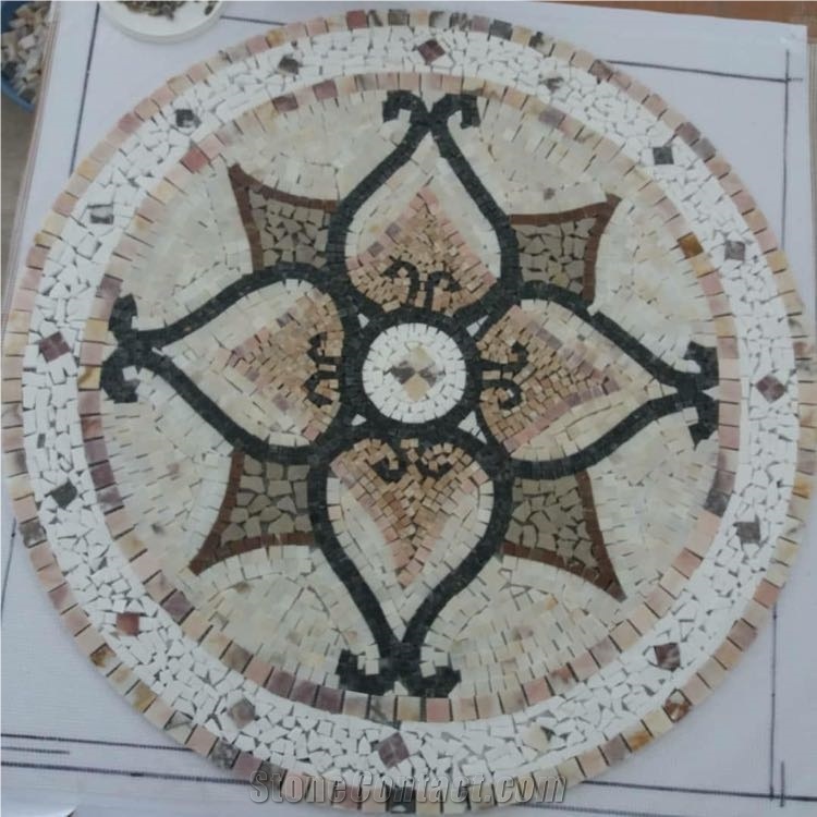 Artistic Mosaic Portrait Medallions, Flooring Rosettes