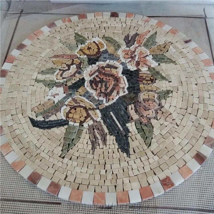 Artistic Mosaic Portrait Medallions, Flooring Rosettes