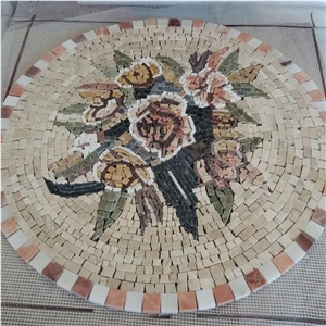 Artistic Mosaic Portrait Medallions, Flooring Rosettes