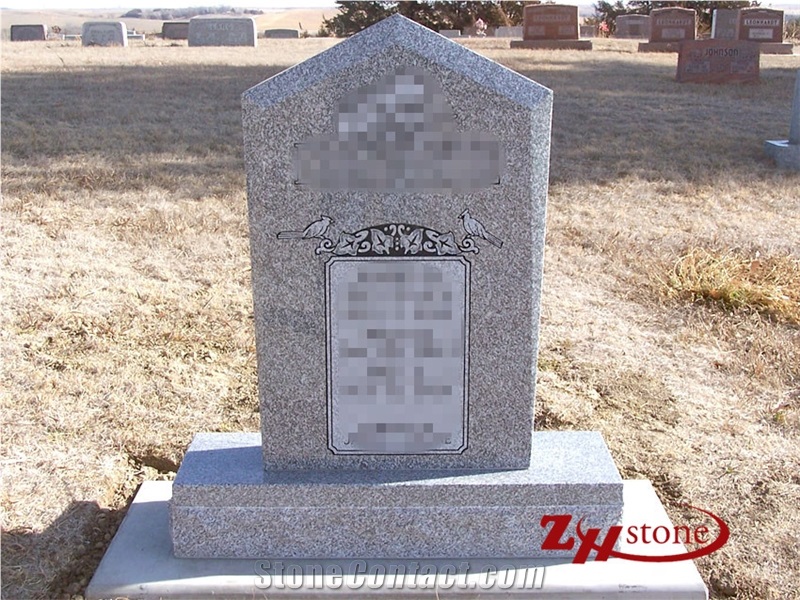 Bench Beside U Shipe Grey Granite Tombstone