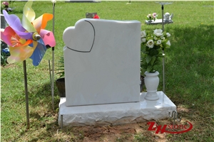 Bench Beside U Shipe Grey Granite Tombstone