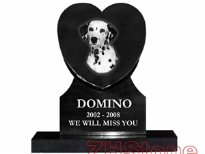 Black Granite Heart Design Pet Monument