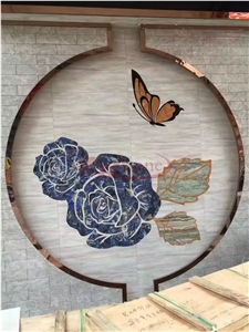 Butterfly Loved Flower Design Waterjet Medallions