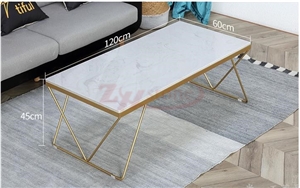 Calacatta Carrara Marble Tea Table& Metal Leg