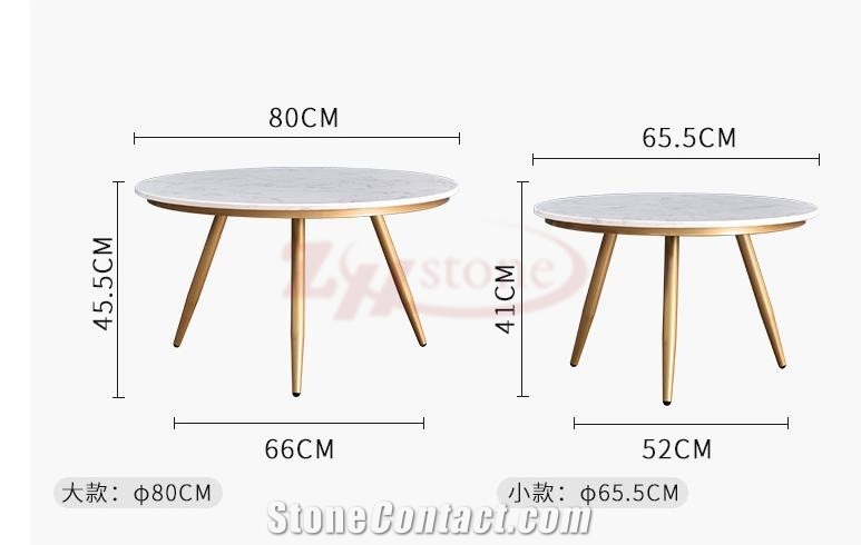 Calacatta Carrara Marble Tea Table& Metal Leg